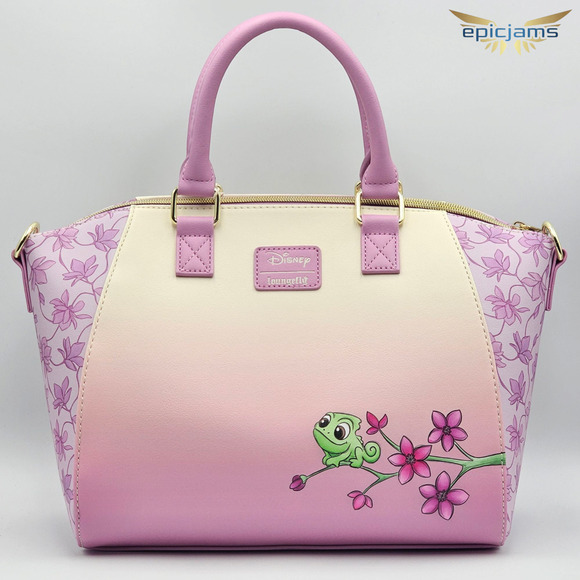 Loungefly Disney Tangled Rapunzel & Pascal Flower Pink Satchel Purse Bag New - Picture 5 of 6